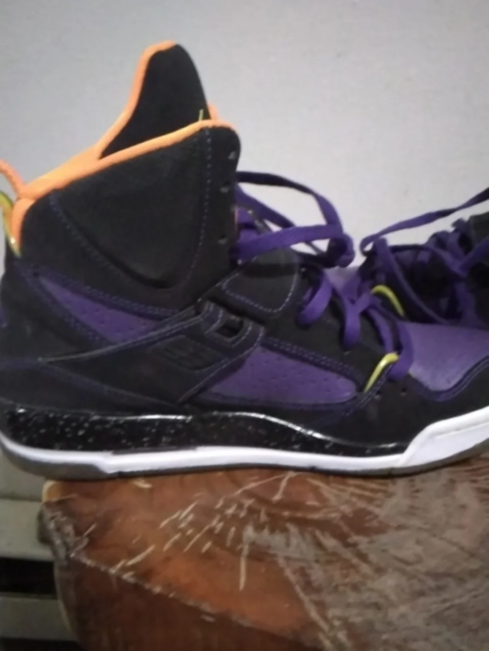Jordan Flight 45 High Premium GS in Purple, Black and Orange Sz 7Y